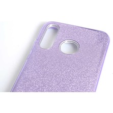 Case 4U Huawei P30 Lite Kılıf Çift Katmanlı Simli Shining Sert Silikon Arka Kapak Siyah