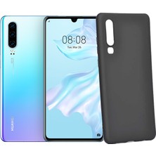 Case 4U Huawei P30 Kılıf Klasik Mat Renkli Yumuşak Premier Silikon Siyah