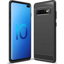 Microcase Samsung Galaxy S10 Plus Brushed Carbon Fiber Silikon Kılıf