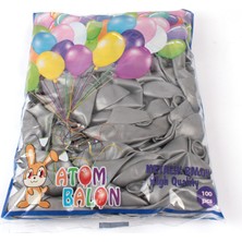 Atom Balon Atom 12 İnç Metalik Silver Gümüş Balon - 100 Adet