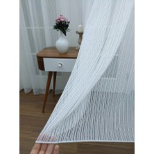 Caserta Home AR01767 Sade Çizgili Beyaz 1/2 Seyrek Pileli Tül  Perde - 100X230 cm