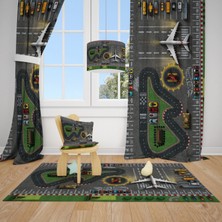 Cici Odam Çocuk Oyun Odamsı Hotwheels ve Need For Speed Çocuk Bebek Odası Fon Perde 2 Kanat