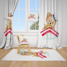 Cici Odam Kayık ve Sevimli Ayı Çocuk Bebek Odası Fon Perde 1 Kanat