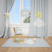 Cici Tasarım Sevimli Sarı Yıldız ve Bulut Çocuk Bebek Odası Fon Perde 1 Kanat
