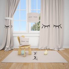 Cici Tasarım Uyuyan Gözler Çocuk Bebek Odası Fon Perde 2 Kanat