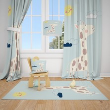 Cici Odam Zürafa Bulut ve Güneş Çocuk Bebek Odası Fon Perde 2 Kanat