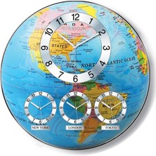 Bahat Tedarik Antik Küre Dünya Haritalı Duvar Saati 48 cm