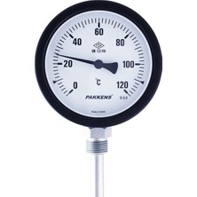 Pakkens Termometre 0-300 °C Çap 100 mm Daldırma Boyu 15 cm Alttan Bağlantılı G 1/2 inç