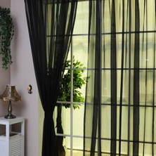 Belle Cose Hazır Siyah Tül Perde Düz Dikim 200X260 cm