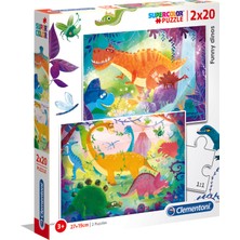 Clementoni 2 x 20 Parça Puzzle Funny Dinos