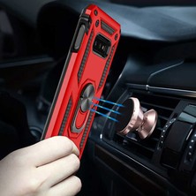 Case 4U Samsung Galaxy S10e Kılıf Çift Katmanlı Yüzüklü Manyetik Vega Kapak Gümüş