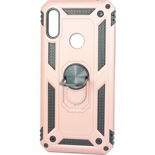 Case 4U Huawei Y6 2019 Kılıf Çift Katmanlı Yüzüklü Manyetik Vega Kapak Lacivert