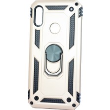 Case 4U Huawei Y6 2019 Kılıf Çift Katmanlı Yüzüklü Manyetik Vega Kapak Altın