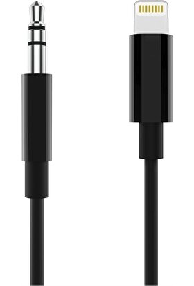 Ki̇ngdata iPhone Uyumlu Lightning 3.5 mm Aux Çevirici Kablo Siyah 1 mt