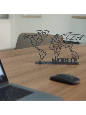 Pirudem World Map POD Metal Tablo 30 x 16 cm