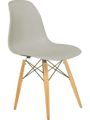 Seduna Gri Eames Sandalye - Natural Ahşap Ayaklı