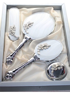 Camomile Buket Ayna Tarak Set Ekru