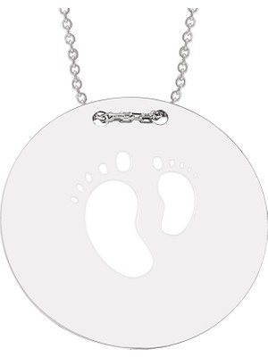 Altın Sepeti Gümüş Plaka Ayak İzi Anne Kolyesi G693KL