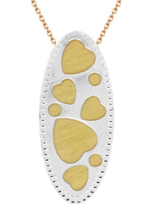 Altın Sepeti Gümüş Rose Altın Kaplamalı Kalpli Kolye G696KL