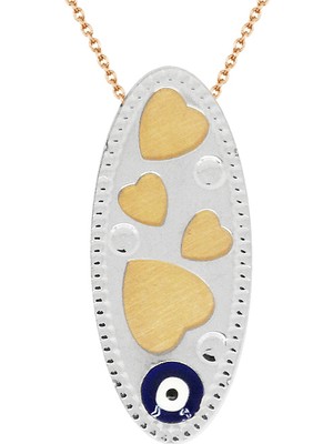 Altın Sepeti Gümüş Gözlü Kalpli Plaka Kolye G697KL