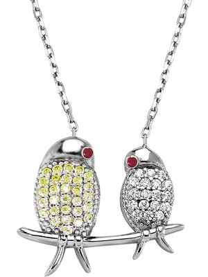 Altın Sepeti Gümüş Çifte Kumrular Kolye G719KL