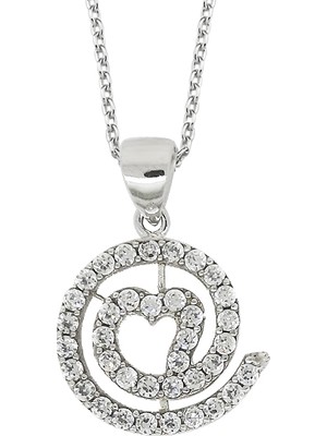 Altın Sepeti Gümüş At İşareti Kalp Kolye G688KL