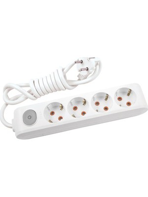 Viko Multi-Let Dörtlü Priz Anahtarlı Topraklı Kablolu Çocuk Korumalı 5 Metre-Beyaz 90117405
