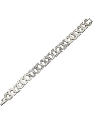 Forentina Bayan Gümüş Kaplama Zirkon Taşlı Tasarım  Bileklik PS0712