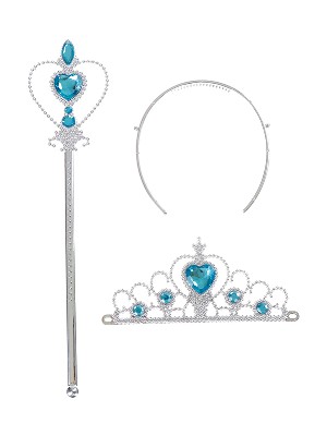Samur Elsa Taç Asa Seti Mavi Kalp Model