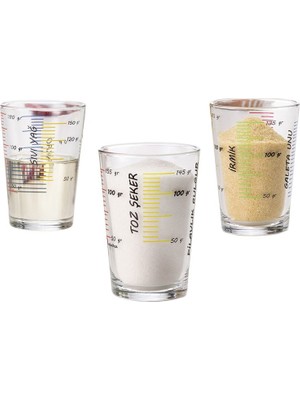 Paşabahçe 3'lü Ölçü Bardağı Seti - Dayanıklı Cam, 200 cc, Şeffaf, Bulaşık Makinesinde Yıkanabilir