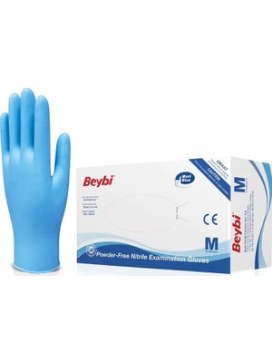 Beybi Mavi Nitril Eldiven Pudrasız 100'lü Paket M