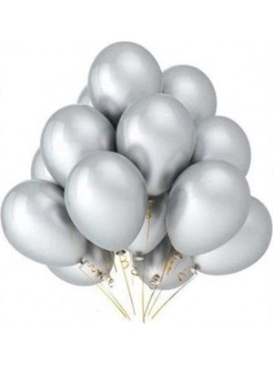 Atom Balon Atom 12 İnç Metalik Silver Gümüş Balon - 100 Adet