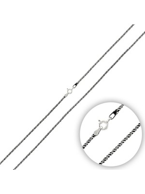 Angemiel 925 Gümüş 30 Mikron Oksitli Burgu Zincir Kolye - 45cm