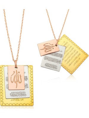 Gumush Gümüş Ayetel Kürsi, Nazar Duası Ve Allah Yazılı Bayan Kolye