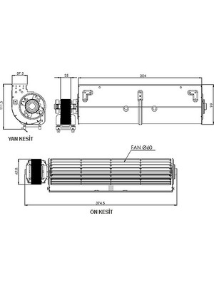 AIRCOL AKS 680-300 Tanjansiyel Radyal Fan  304 mm Genişilk 225 m³/h