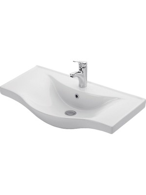 Piramit Seramik 80 cm Etejerli Lavabo