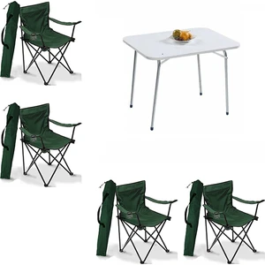 60X80 Katlanır Masa + 4 Adet Kamp Sandalyesi Katlanır Sandalye Piknik Plaj Sandalyesi Yeşil