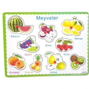 Can Oyuncak Ahşap Tutmalı Eğitici Yapboz Meyveler