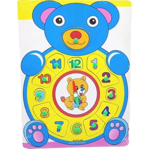 Can Oyuncak Ahşap Tutmalı Eğitici Yapboz Saat Öğreniyorum  Bear