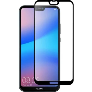 Huawei P20 Lite Kenarı Kırılmayan Full Yapışan Renkli Cam Ekran Koruyucu - Siyah