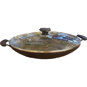 Oms Granit Kavurma Sacı 34 cm Kapaklı Siyah