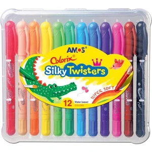 Silky 12 Renk Çevirmeli Mum Boya Su Bazlı Renkli Kalem Seti 12 Parça