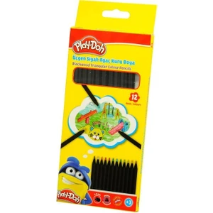 Playdoh Play-Ku024 Kuru Boya Kalemi 12 Renk Siyah Lata Üçgen
