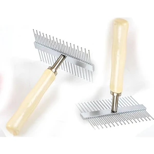 Çift Taraflı Ahşap Saplı Evcil Hayvan Tarağı