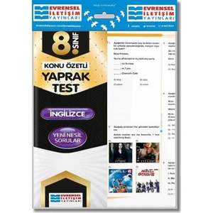 Evrensel İletişim Yayınları  8.Sınıf  İngilizce Konu Özetli Yaprak Test