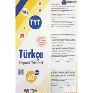 Nitelik Yayınları TYT Türkçe Yaprak Test