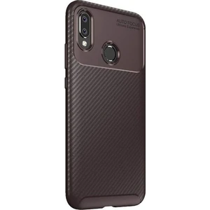 Jopus Samsung Galaxy A30 Kılıf Karbon Desenli Lux Negro Silikon - Kahverengi + Tam Kaplayan 6D Nano Ekran Koruyucu