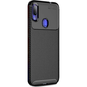 Jopus Xioami Redmi Note 7 Kılıf Karbon Desenli Lux Negro Silikon - Siyah + Tam Kaplayan 6D Nano Ekran Koruyucu