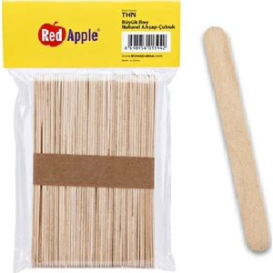 Red Apple Doğal Ahşap Dondurma Çubuğu 50 Adet 15 cm Uzunlukta Geniş Boyut