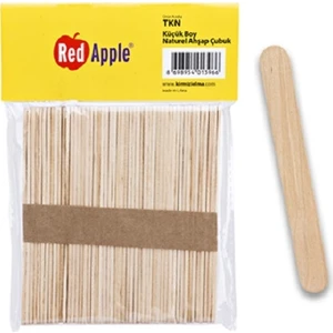 Red Apple  Renksiz Dar Dondurma Çubuğu 50 Adet (Ahşap Çubuk)